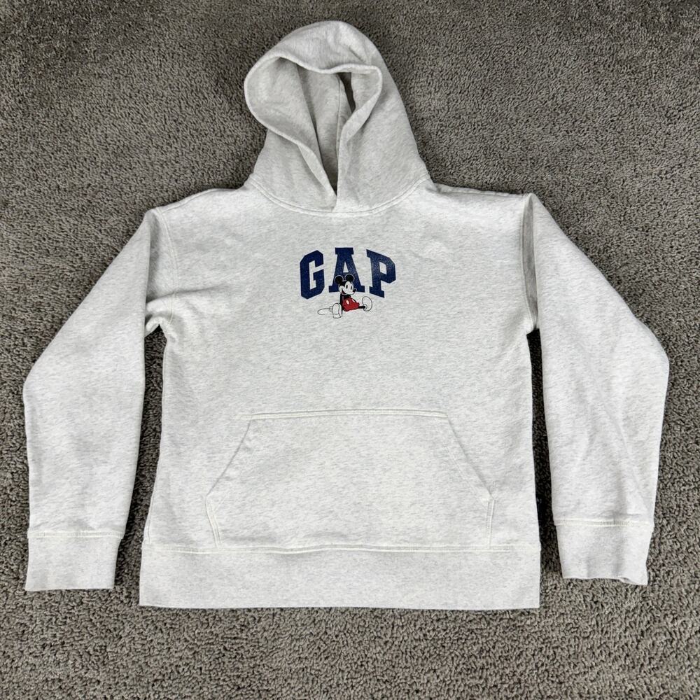 Gap X Disney Hoodie Youth 2XL Gray Mickey Mouse Graphic Fleece Pullover Logo